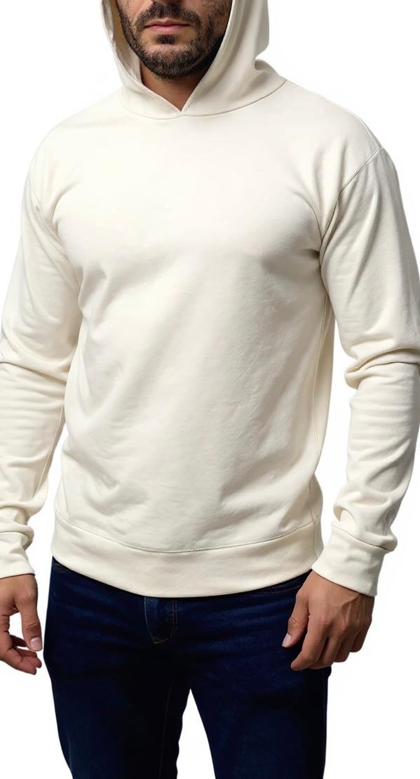 Krem Kapüşonlu Sweatshirt